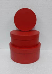 Set 3 cutii rotunde din carton – Roșu