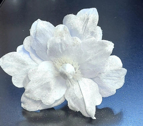 Flori Crăciun albe cu sclipici – flori decorative elegante 10/set