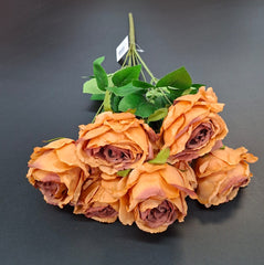 Buchet artificial cu trandafiri maro 7 flori – 46cm