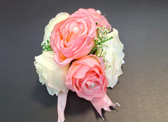 Clame capete trandafiri ivory si roz artificiali 12/set