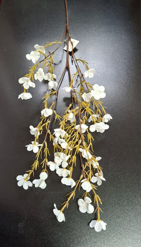 Ramură artificială cu flori de câmp albe – 95cm
