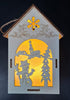 Ornament de Crăciun din Lemn cu LED – Căsuță cu Om de Zăpadă și Brad - 10x16cm