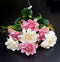 Buchet de dalii artificiale alb ivoire și roz intens – flori mici 33 cm