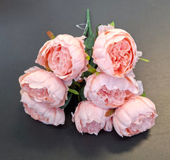 Buchet bujori artificiali somon – 7 flori, aspect natural 40cm