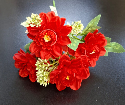 Buchet de dalii artificiale rosu intens – flori mici 26cm