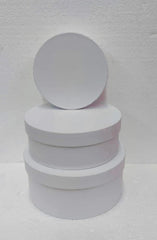 Set 3 cutii rotunde din carton – Alb