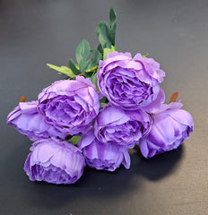 Buchet bujori artificiali mov liliac – 7 flori, aspect natural 40cm