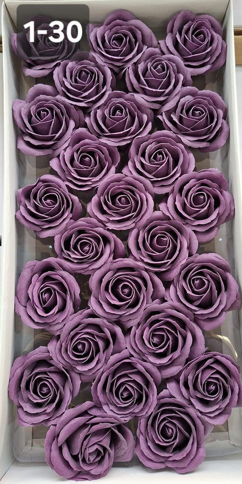 Trandafiri din pastă de săpun violet închis – Set 25 bucăți, 8cm