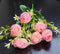 Buchet Decorativ cu Bujori Roz Pastel – Flori Artificiale din Material Textil