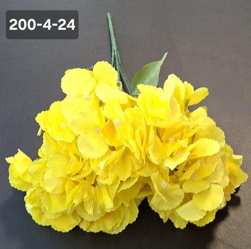 Buchet cu hortensii artificial galben din material textil - 42cm