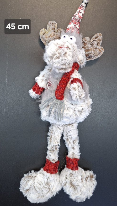 Decoratiune textilă Ren gri cu căciulă - 45cm