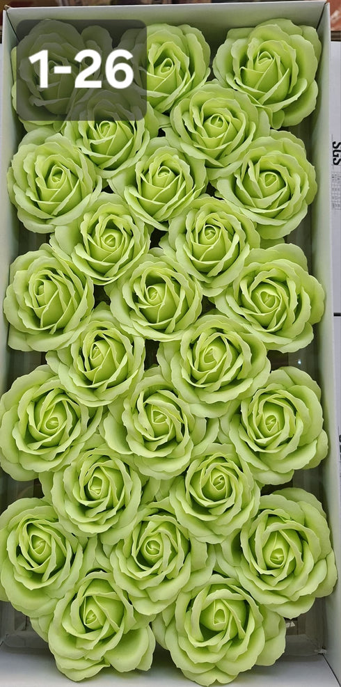 Trandafiri din pastă de săpun verde fistic – set 25 bucăți, 8cm