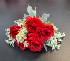 Buchet artificial 7 trandafiri roșii, flori mari - decor elegant, 47cm