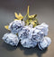 Buchet cu bujori artificiali bleu-gri și frunze galben pal – 40cm