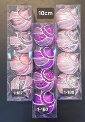 Set 4 Globuri Crăciun Decorative 3 culori cu Sclipici - 10cm