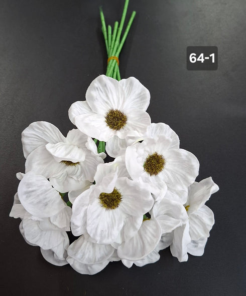Anemone artificiale albe 33cm – set 10 fire