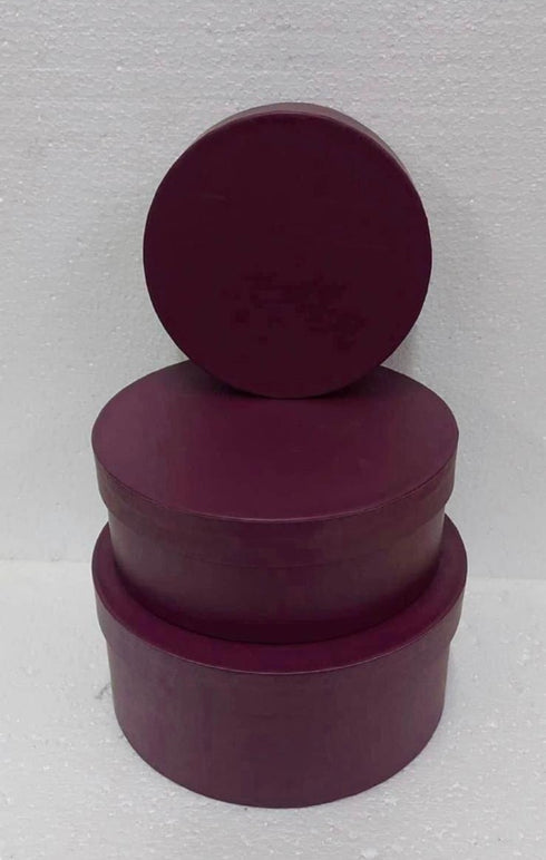 Set 3 cutii rotunde din carton – Mov închis