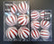 Globuri roșii cu dungi albe tip candy cane – Set 6 bucăți, 8cm / 10cm