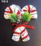 Decorațiune Crăciun Bastonașe cu Fundiță și Con de Brad, 11cm – 10 buc/set