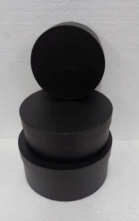 Set 3 cutii rotunde din carton – Negru