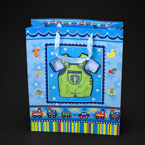 Set 12 pungi cadou din carton pentru băieți - 42x32cm