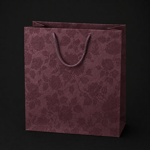 Set 12 pungi cadou bordo cu model floral - 38x28cm