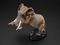 Figurină decorativă Elefant cu Colți – Rășină cu Sclipici - 19cm