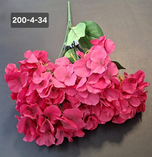 Buchet cu hortensii artificial ciclam din material textil - 42cm