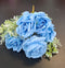 Buchet artificial 7 trandafiri albastri, flori mari - decor elegant, 47cm