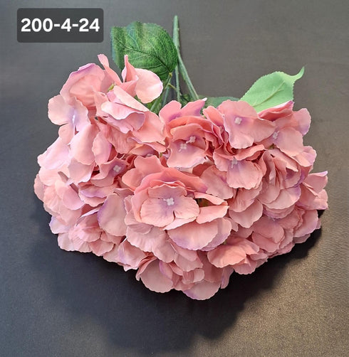 Buchet cu hortensii artificial roz somon din material textil - 42cm