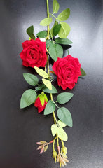 Fir Trandafir artificial roșu 90cm – flori decorative realiste