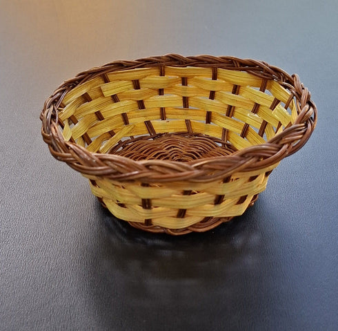 Coș decorativ rotund împletit, culoare natur - diametru 13cm