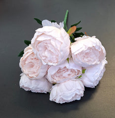 Buchet bujori artificiali roz – 7 flori, aspect natural 40cm