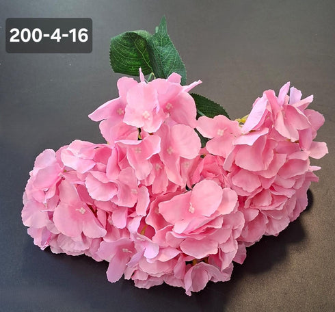 Buchet cu hortensii artificial roz deschis din material textil - 42cm