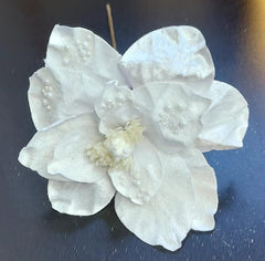 Flori Crăciun albe cu perle – flori decorative elegante 10/set