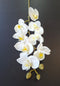 Orhidee artificială mini Phalaenopsis 80cm alb pur cu centru galben