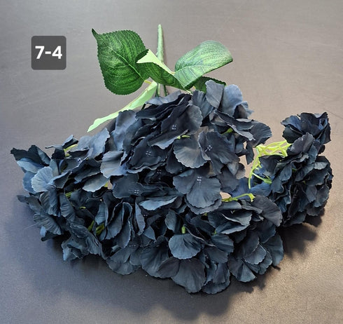 Buchet cu hortensii artificial albastru inchis din material textil - 42cm