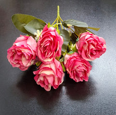 Buchet 5 trandafiri roz artificiali 30 cm – flori decorative