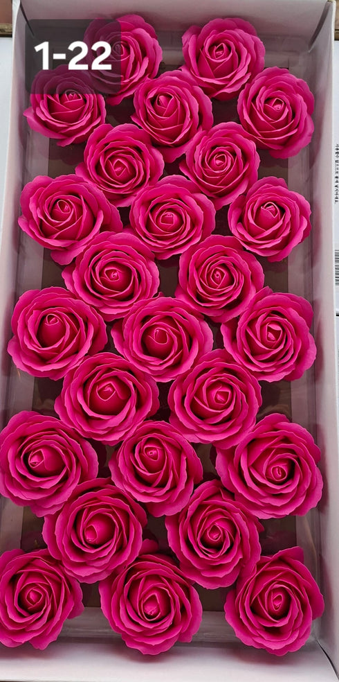 Trandafiri din pastă de săpun fucsia – Set 25 bucăți, 8cm