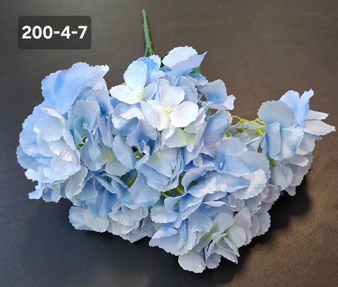 Buchet cu hortensii artificial bleu-alb din material textil - 42cm