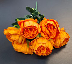 Buchet bujori artificiali portocalii – 7 flori, aspect natural 40cm