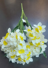 Buchet narcise artificiale albe cu galben - 50cm