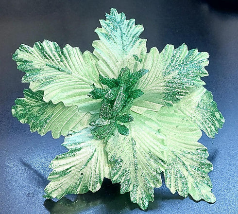 Crăciunițe artificiale verde mentă – flori decorative festive 10/set