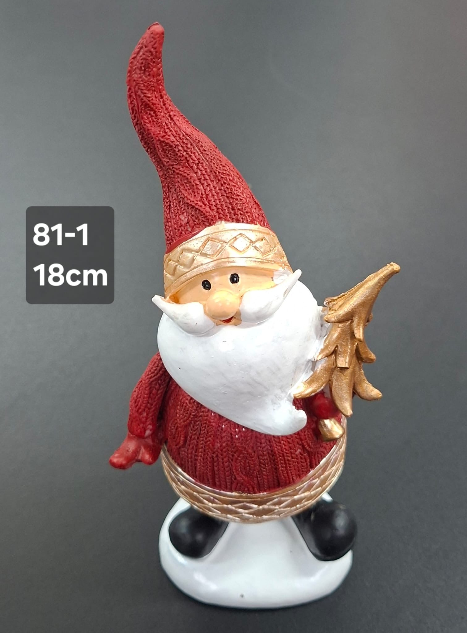 Figurină Moș Crăciun roșu, decor ceramic sărbători - 18 cm