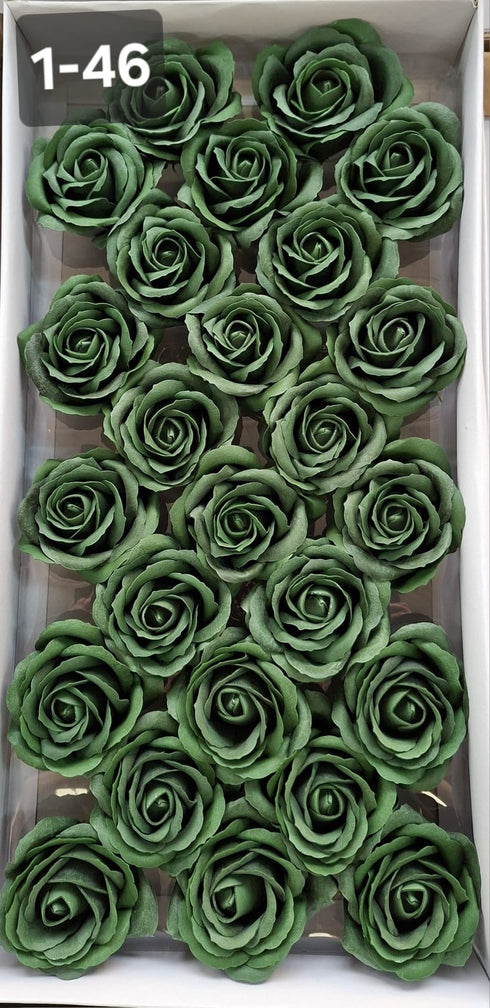 Trandafiri din pastă de săpun verde închis – Set 25 bucăți, 8cm