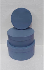 Set 3 cutii rotunde din carton – Albastru
