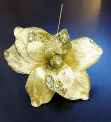 Flori Crăciun aurii cu sclipici și paiete 10/set