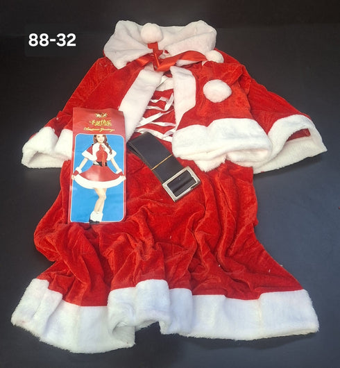 Costum Crăciuniță pentru Adulți, Rochie Roșu-Alb cu Căciulă și Curea