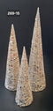 Brad decorativ conic auriu cu sclipici – 3/set 41/51/61cm