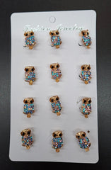 Broșe Bufniță Aurie cu Strasuri Multicolore - 12/set